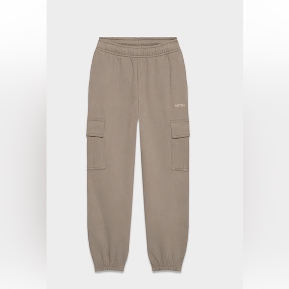 NWT Aritzia Sweatfleece Mega Fit Cargo Jogger M Turner Taupe - Picture 1 of 4
